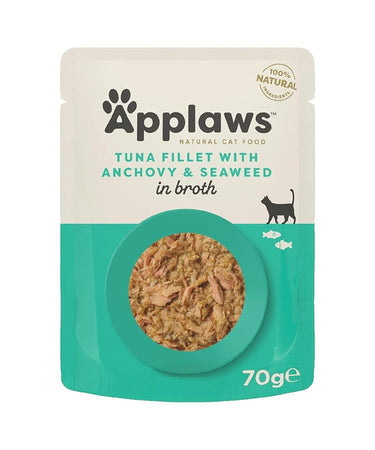 Applaws Tuna with Anchovy & Seaweed in Broth Wet Cat Food 70g Pouch - 70G
